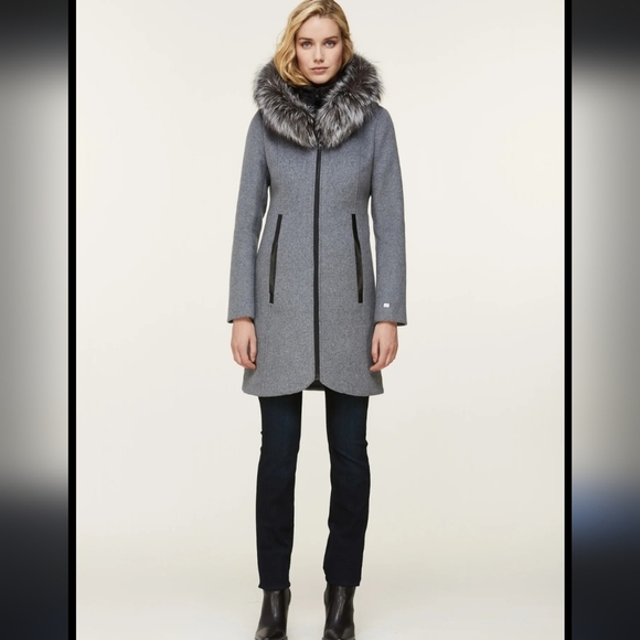 Sonia & Kyo Charlena Wool & Silver Fox Coat NWT Size XS